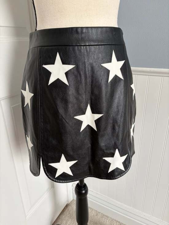 BuddyLove Dresses & Skirts - BuddyLove Black Star Faux Leather Mini Skirt
